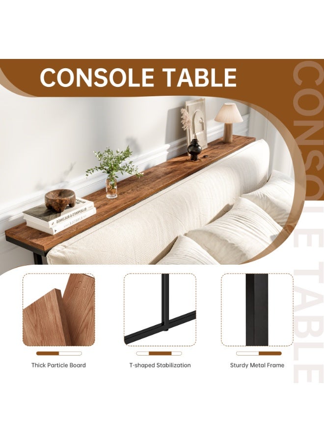 Solerconm Industrial Console Table 180 cm Long Narrow for Sofa – Entryway Table for Hallway and Living Room – Sturdy, Stable and Easy to Assemble - Image 3